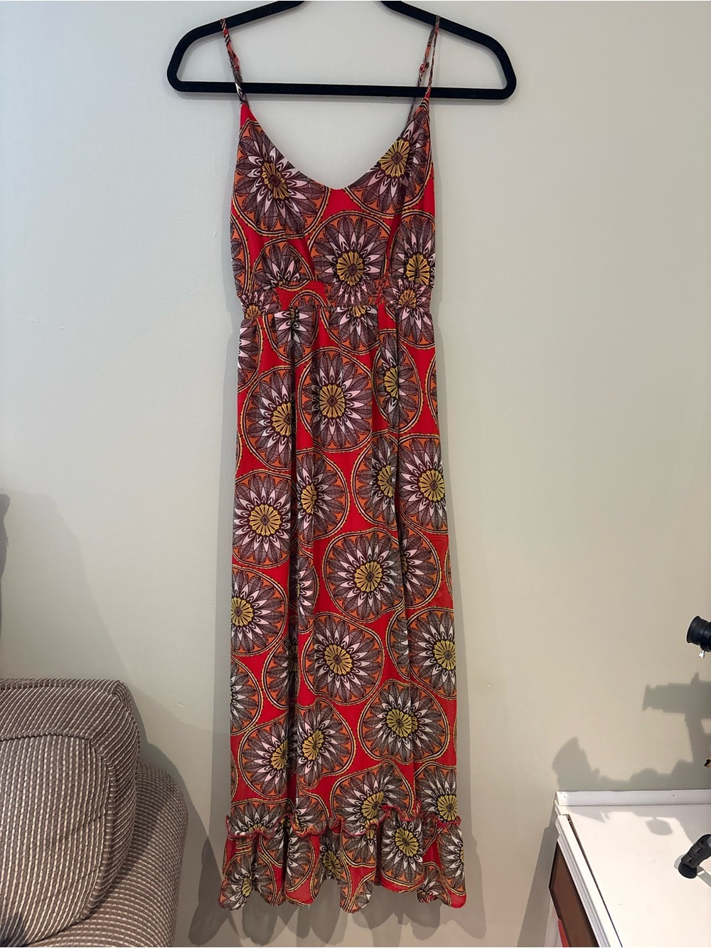 Banana Republic Red Floral Medallion Maxi Dress